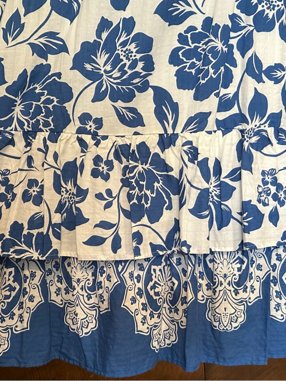 Draper James Floral Jacquard Flutter Sleeve Midi Dress Womens L Blue & Ivory NWT - Picture 10 of 16